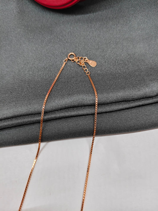 925 Silver Rose Gold Colour Mangalsutra Black Beads White Stone Necklace Set