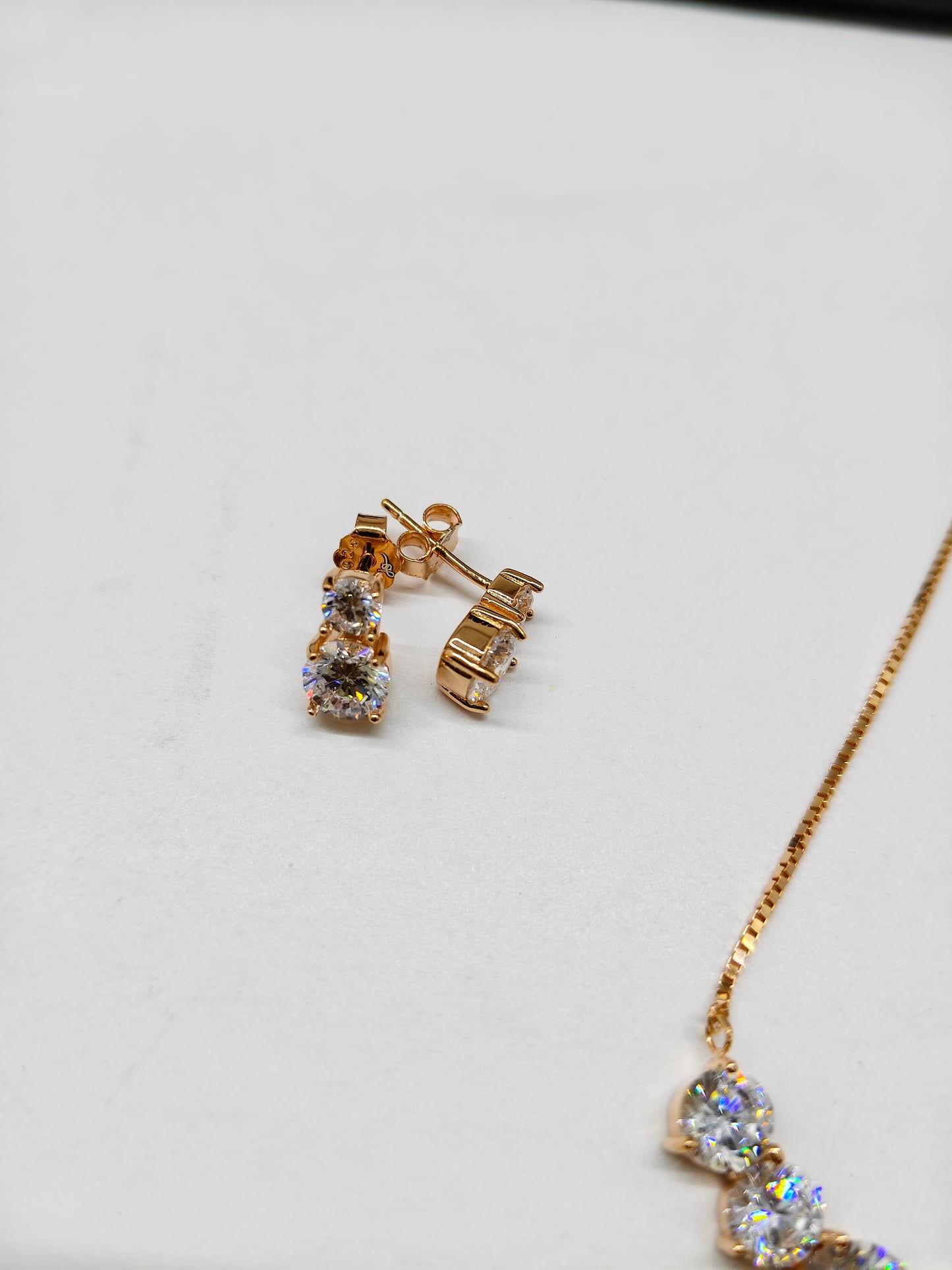 925 Silver Rose Gold Colour Mangalsutra Black Beads Multiple White Stone Necklace Set