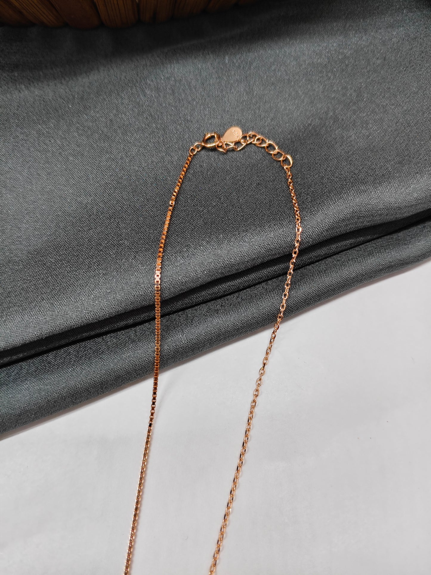 925 Silver Rose Gold Colour Mangalsutra Black Beads Round White Stone Necklace Set
