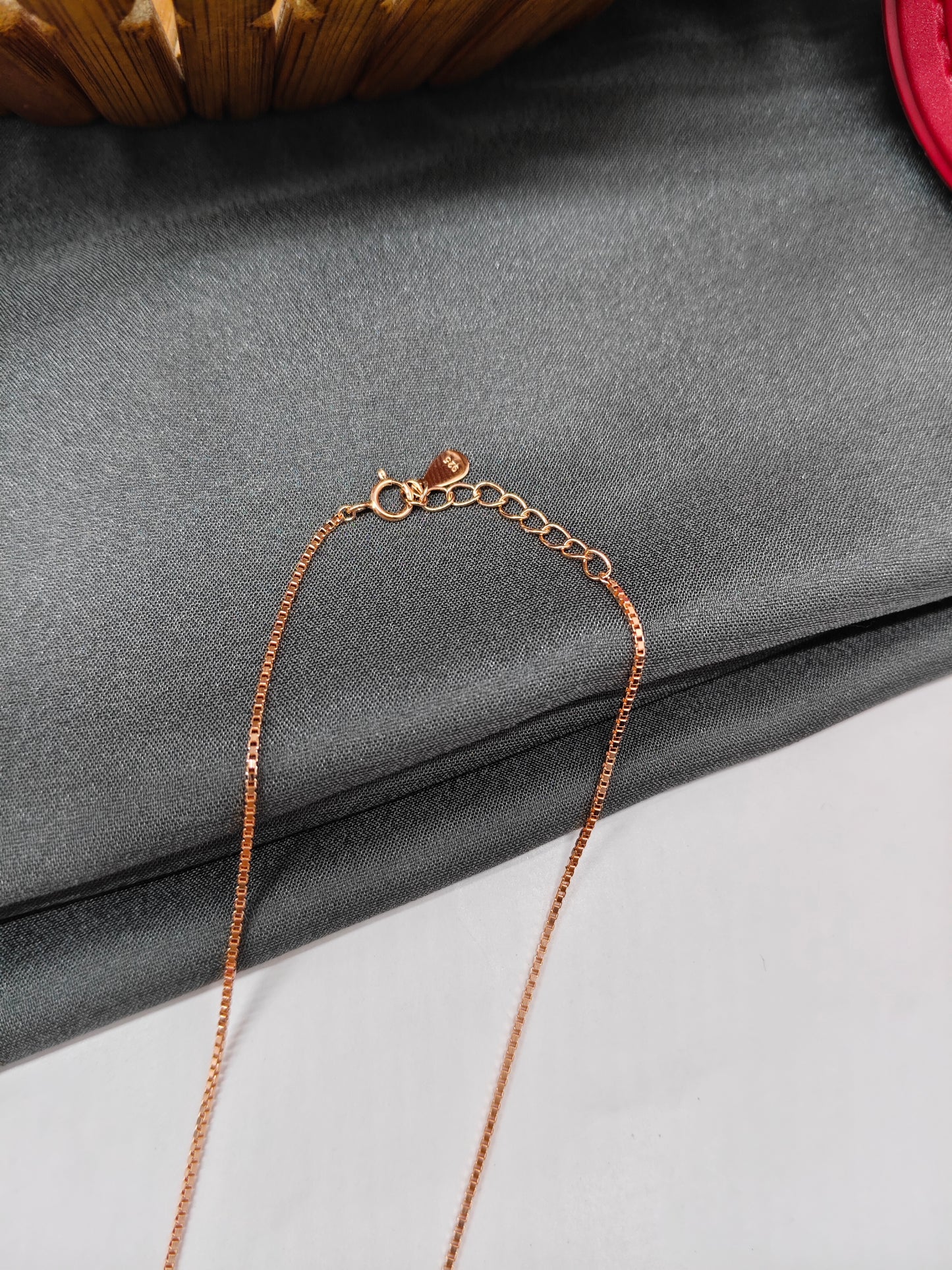 925 Silver Rose Gold Colour Butterfly Design Stone Necklace Set