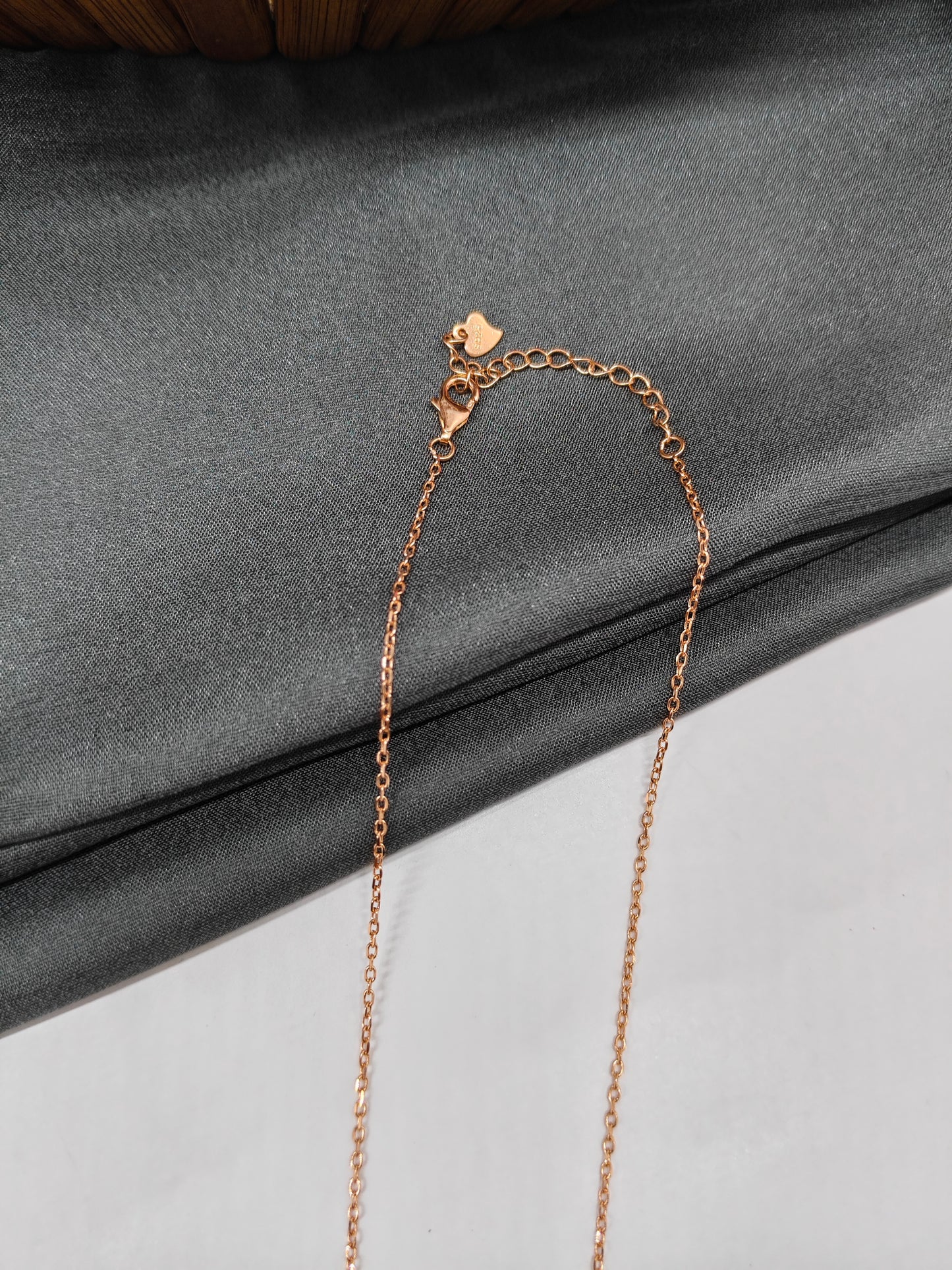 925 Silver Rose Gold Colour Horse Shoe Design Stone Necklace Set