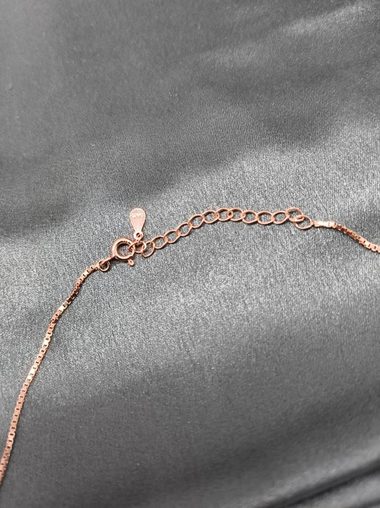 925 Silver Rose Gold Colour Star With Drops Hanging Design Stone Necklace Set