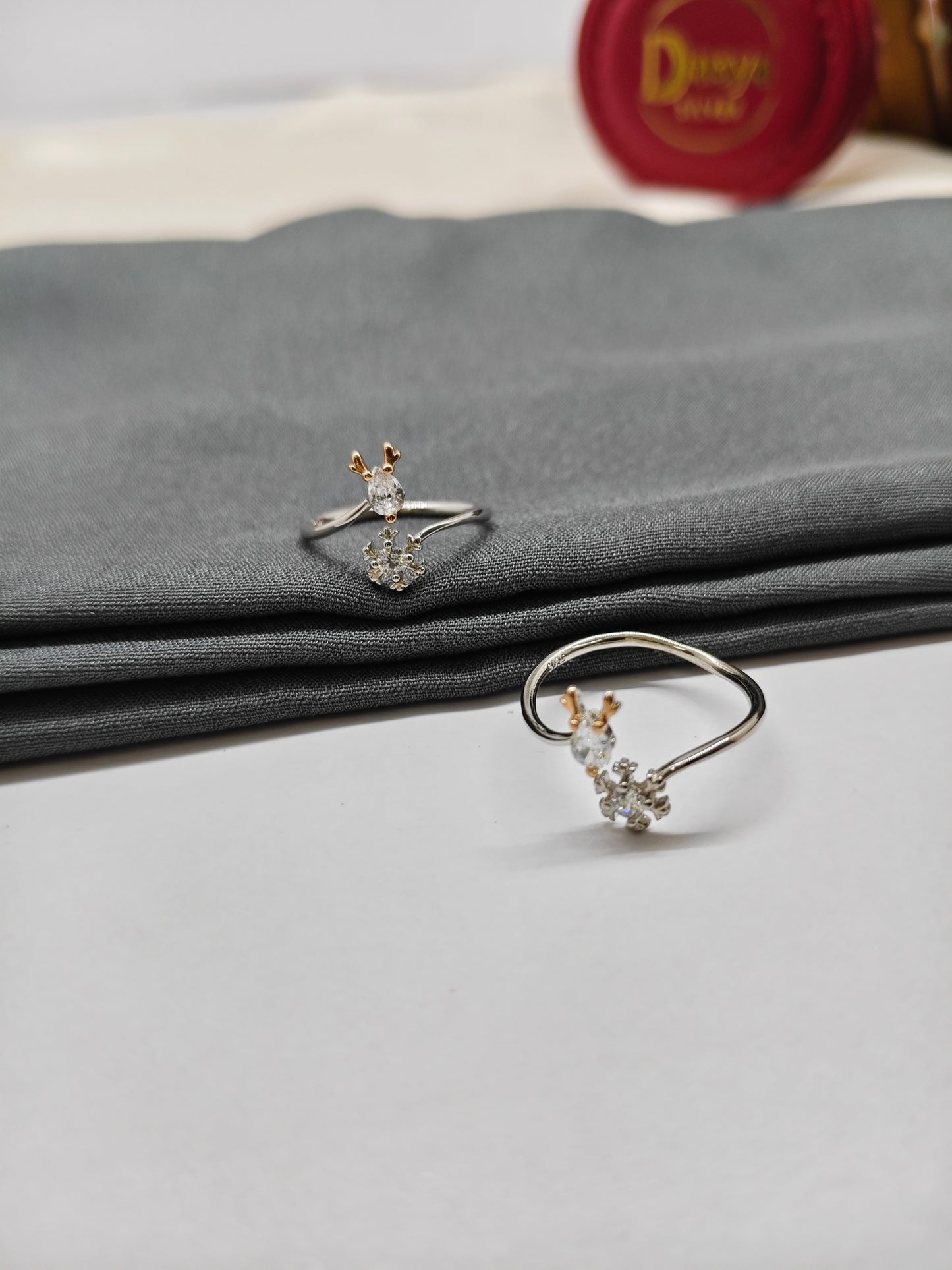 925 Silver Two Tone Rose With Silver Colour Deer Design Toe Rings