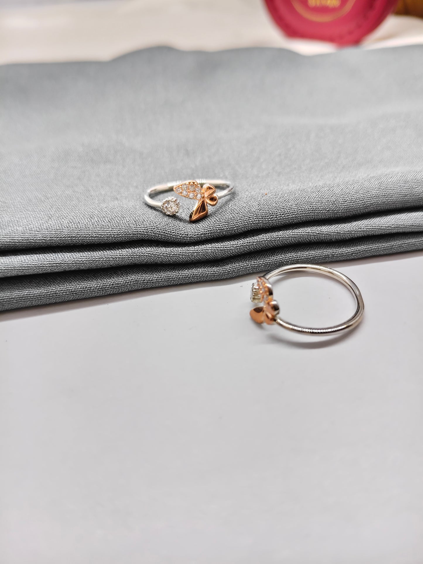 925 Silver Two Tone Rose With Silver Colour Butterfly Design Toe Rings