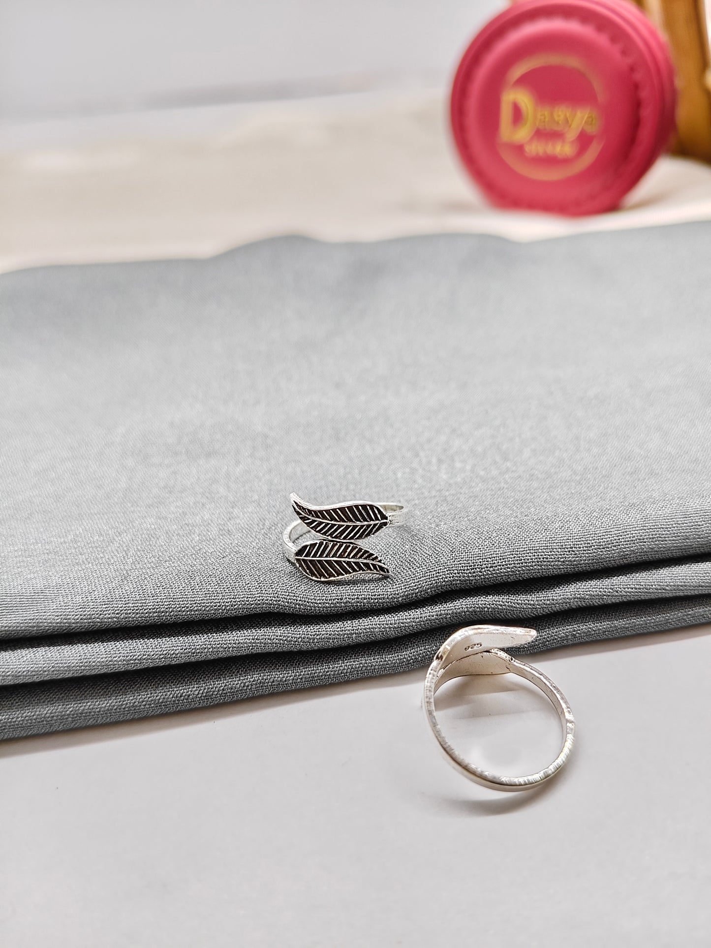 925 Silver Oxidized Double Leaf Design Toe Rings
