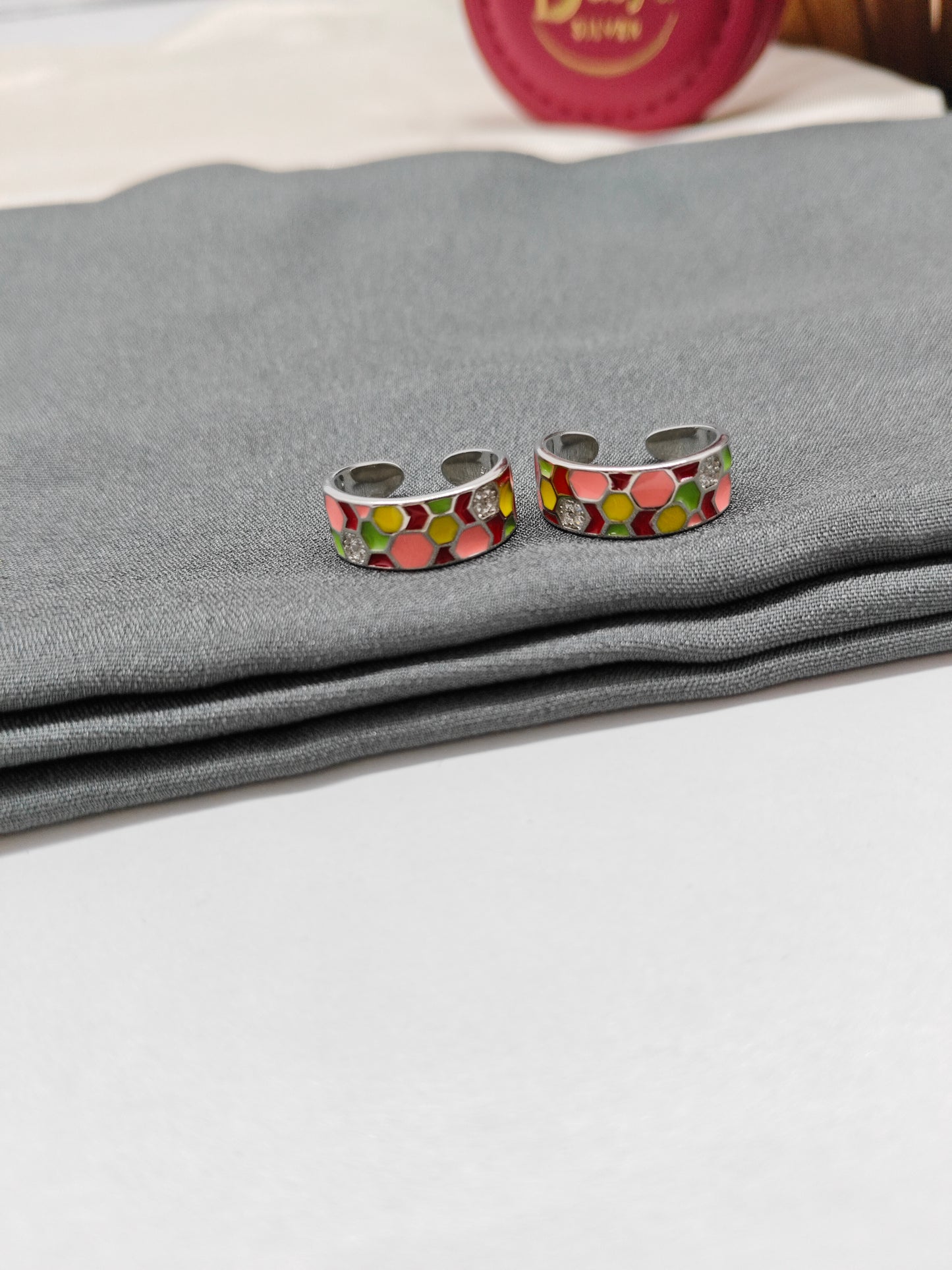 925 Silver Multiple Enamel Colour Design Toe Rings