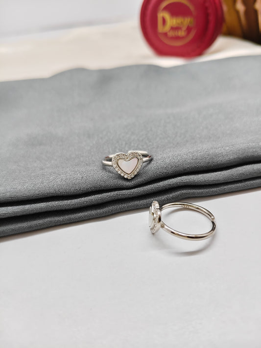 925 Silver MOP With White Stone Heart Design Toe Rings