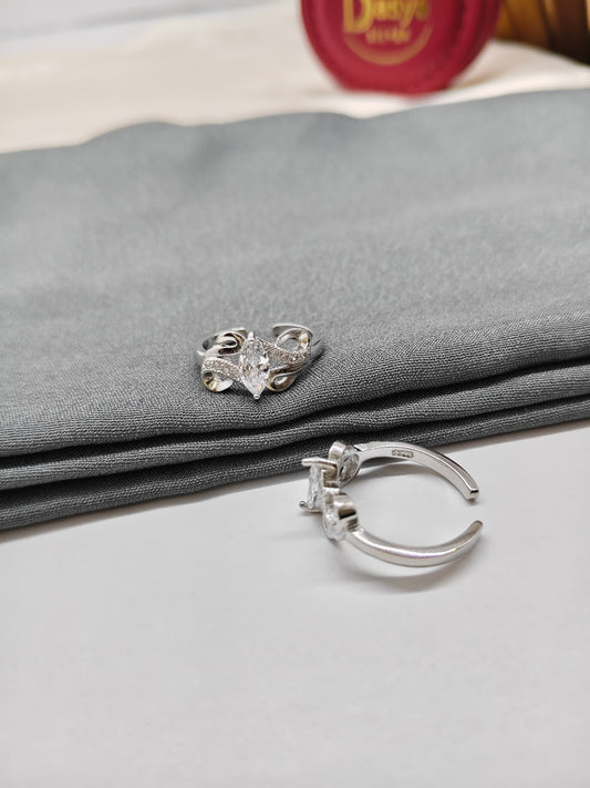 925 Silver Big White Stone Design Toe Rings