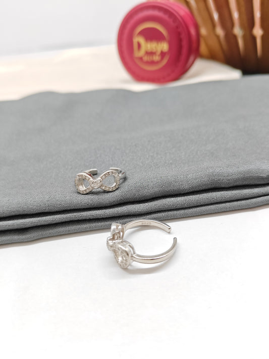 925 Silver Infinity With Heart Design Toe Rings