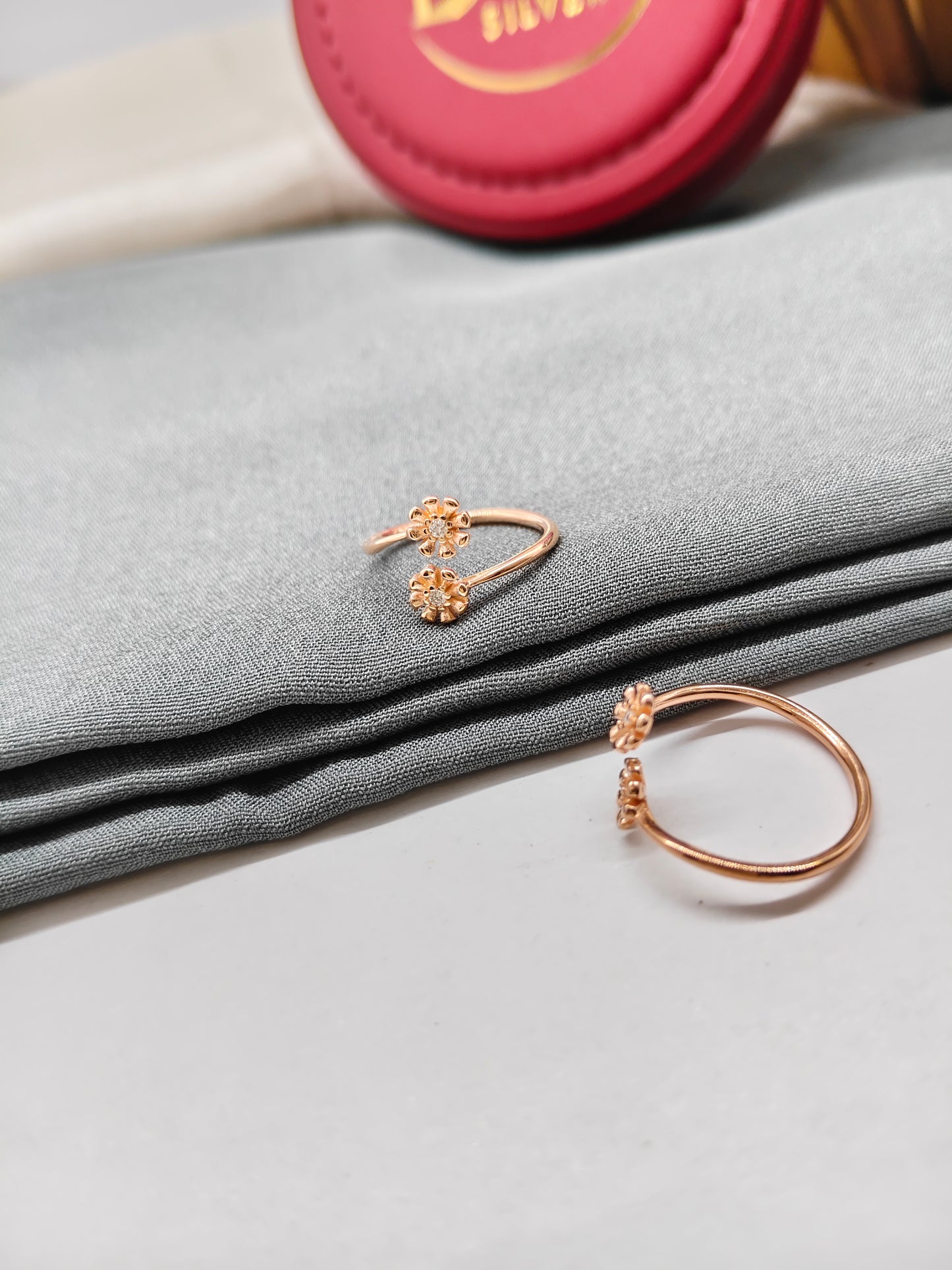 925 Silver Rose Gold Colour Double Chakra Design Toe Rings
