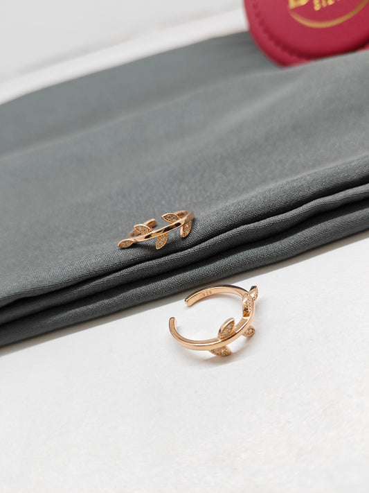 925 Silver Rose Gold Colour Single 5 Leaf Design Toe Rings