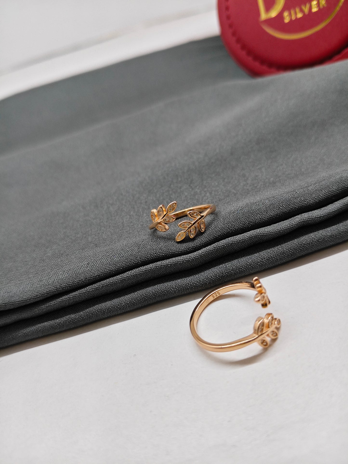 925 Silver Rose Gold Colour Double Side Leaf Design Toe Rings