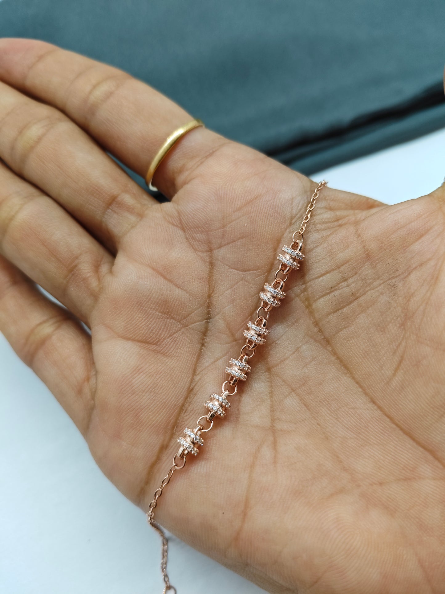 925 Silver Rose Gold Colour Damro Design Bracelet