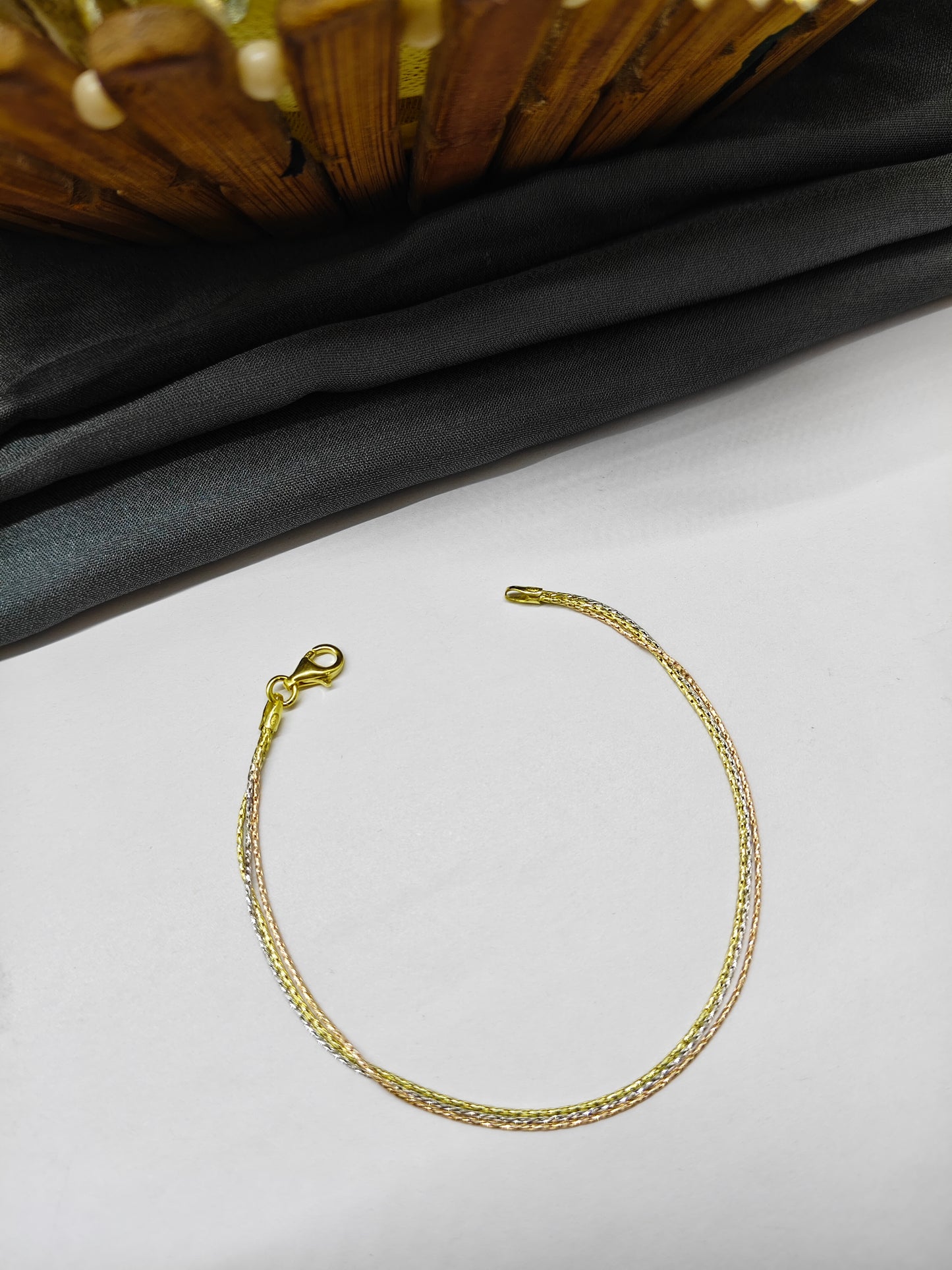925 Silver Multi-Colour 3 Layer Rose-Gold-Silver Bracelets