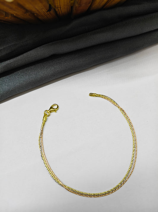 925 Silver Multi-Colour 3 Layer Rose-Gold-Silver Bracelets