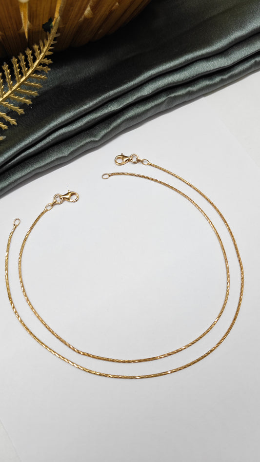 925 Silver Rose Colour Italian Rope Design Anklet Pair