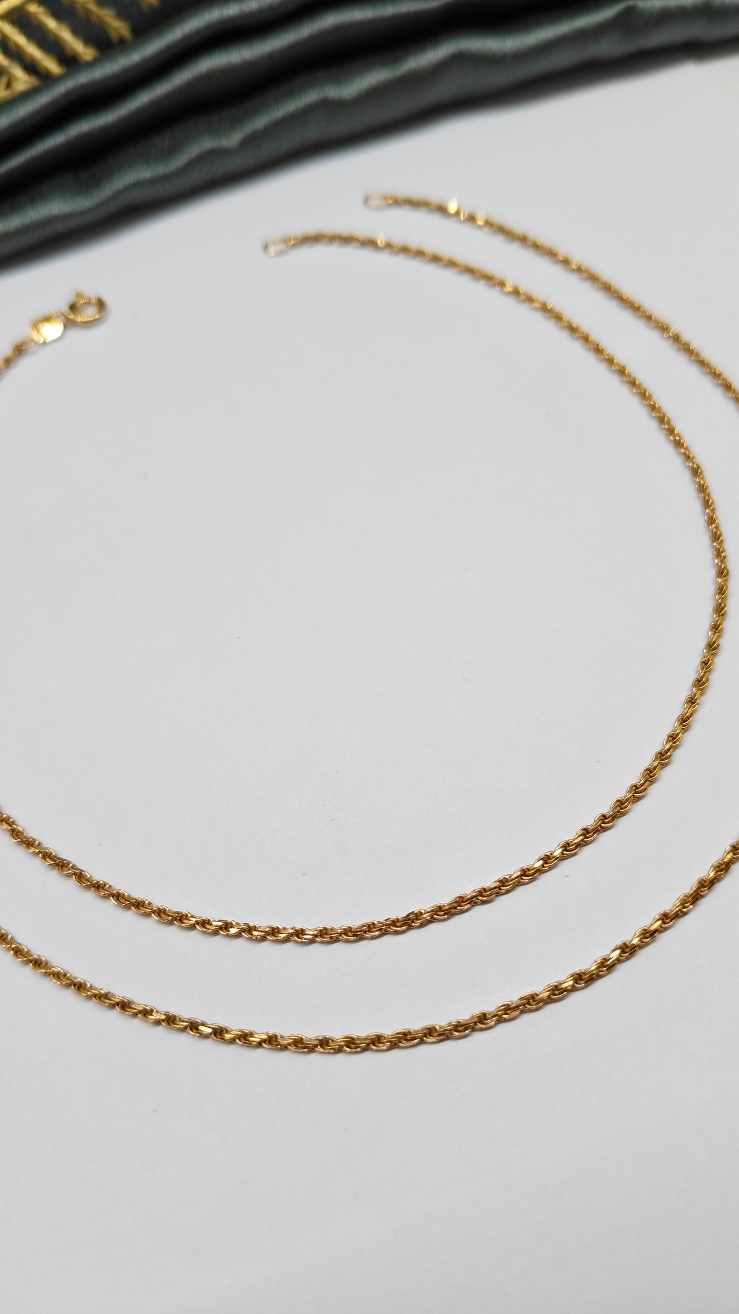 925 Silver Rose Gold Colour Italian Rope Design Anklet Pair