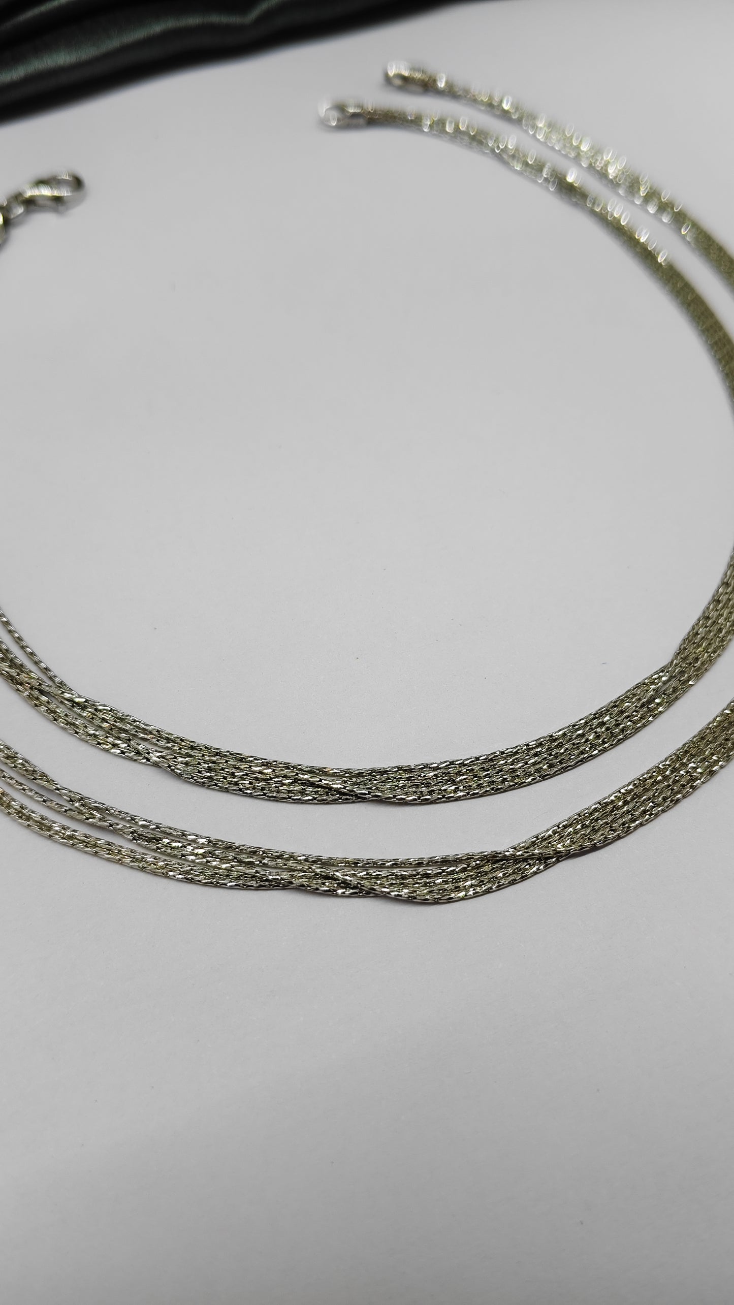 925 Silver 5 Layer Silver Tone Design Anklet Pair