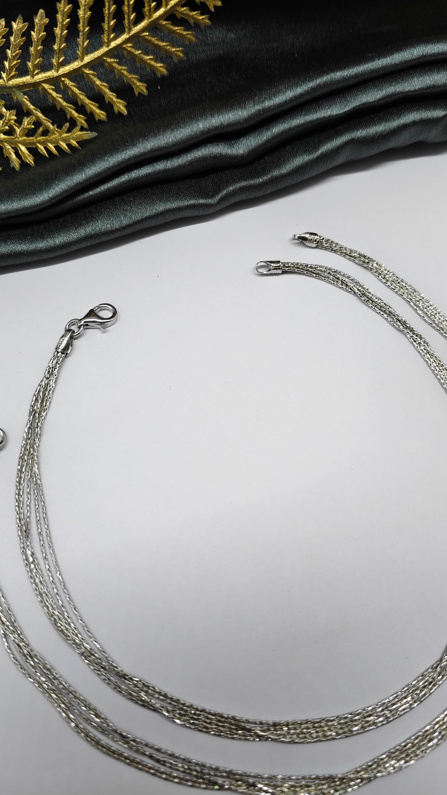 925 Silver 5 Layer Silver Tone Design Anklet Pair