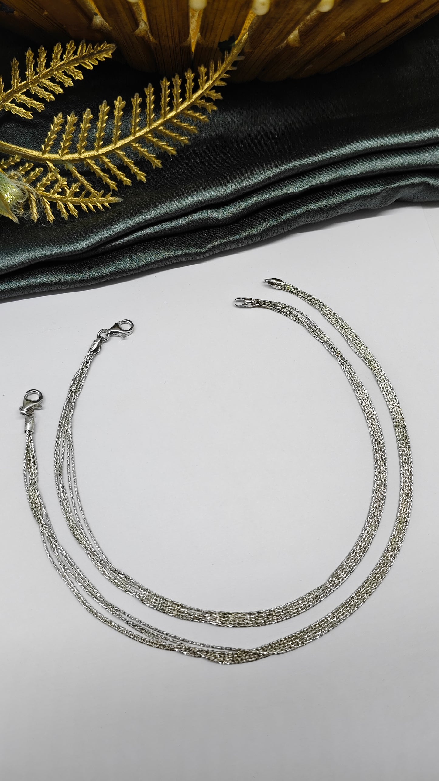 925 Silver 5 Layer Silver Tone Design Anklet Pair