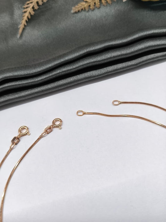 925 Silver Rose Gold Colour Plain Snake Design Italian Anklet Pair