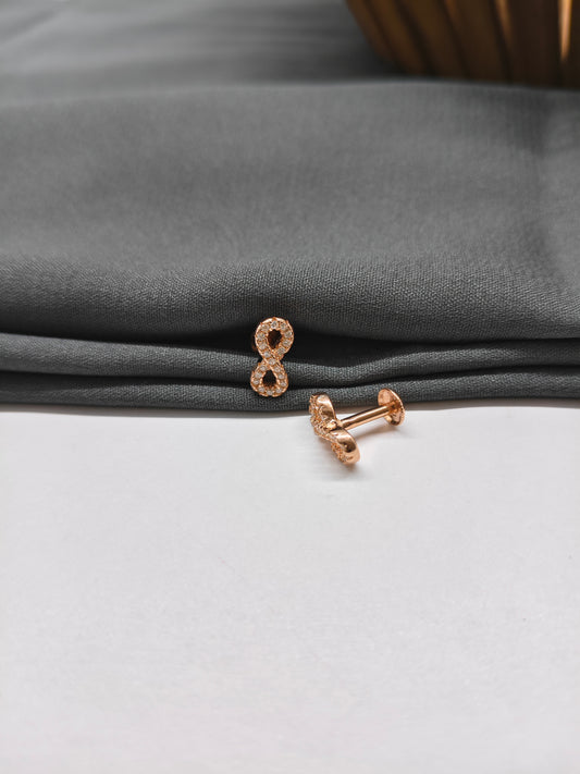 925 Silver Rose Gold Infinity Earrings