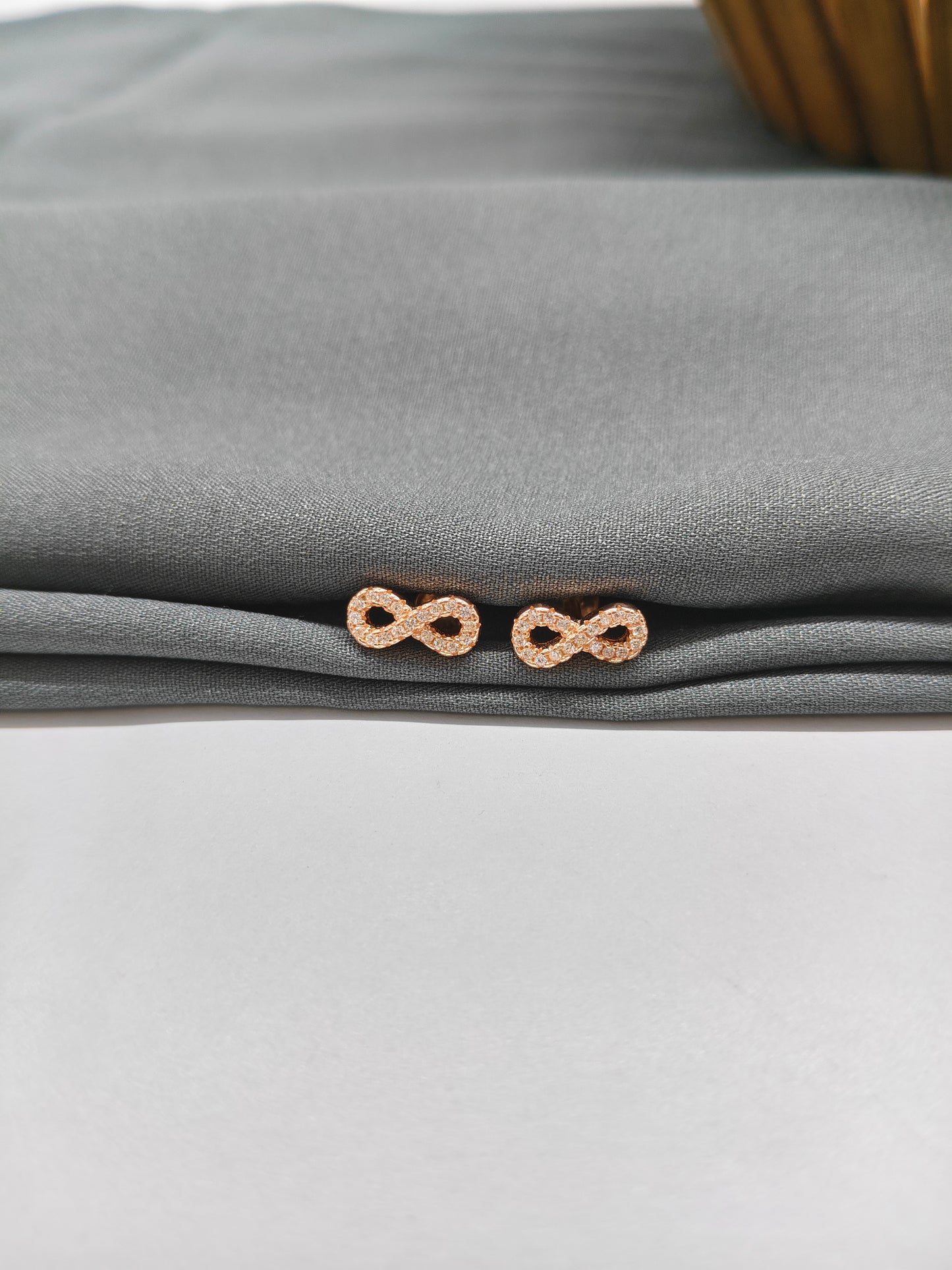 925 Silver Rose Gold Infinity Earrings