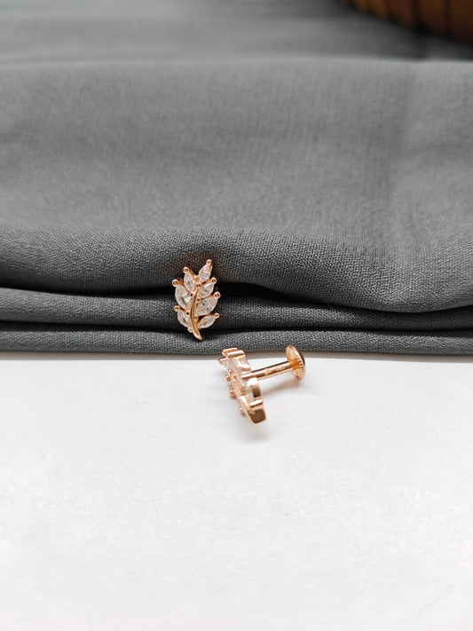 925 Silver Rose Gold Leaf Earrings