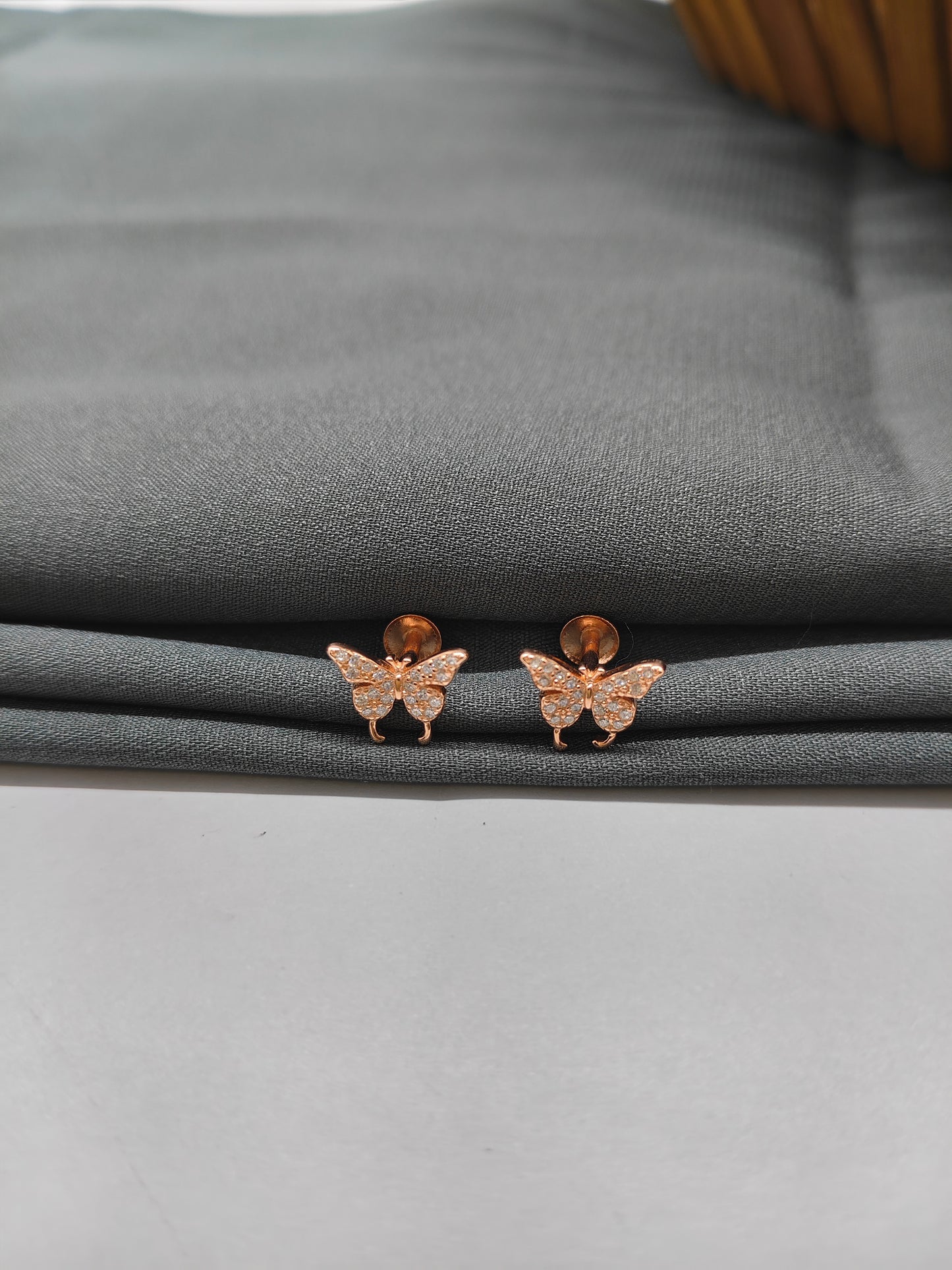 925 Silver Rose Gold Butterfly Earrings