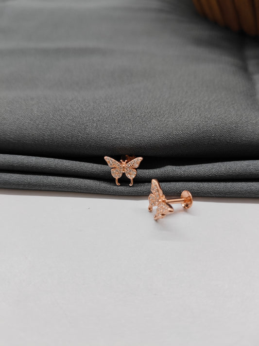 925 Silver Rose Gold Butterfly Earrings