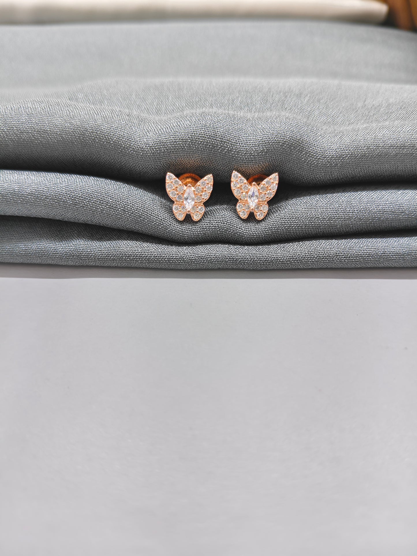 925 Silver Rose Gold Butterfly Earrings