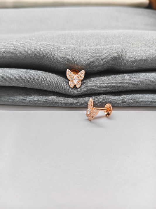 925 Silver Rose Gold Butterfly Earrings