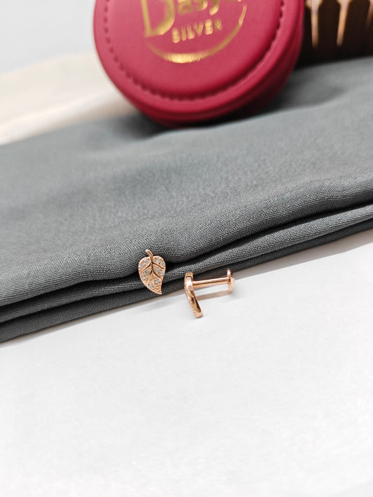 925 Silver Rose Gold Small Leaf Earrings