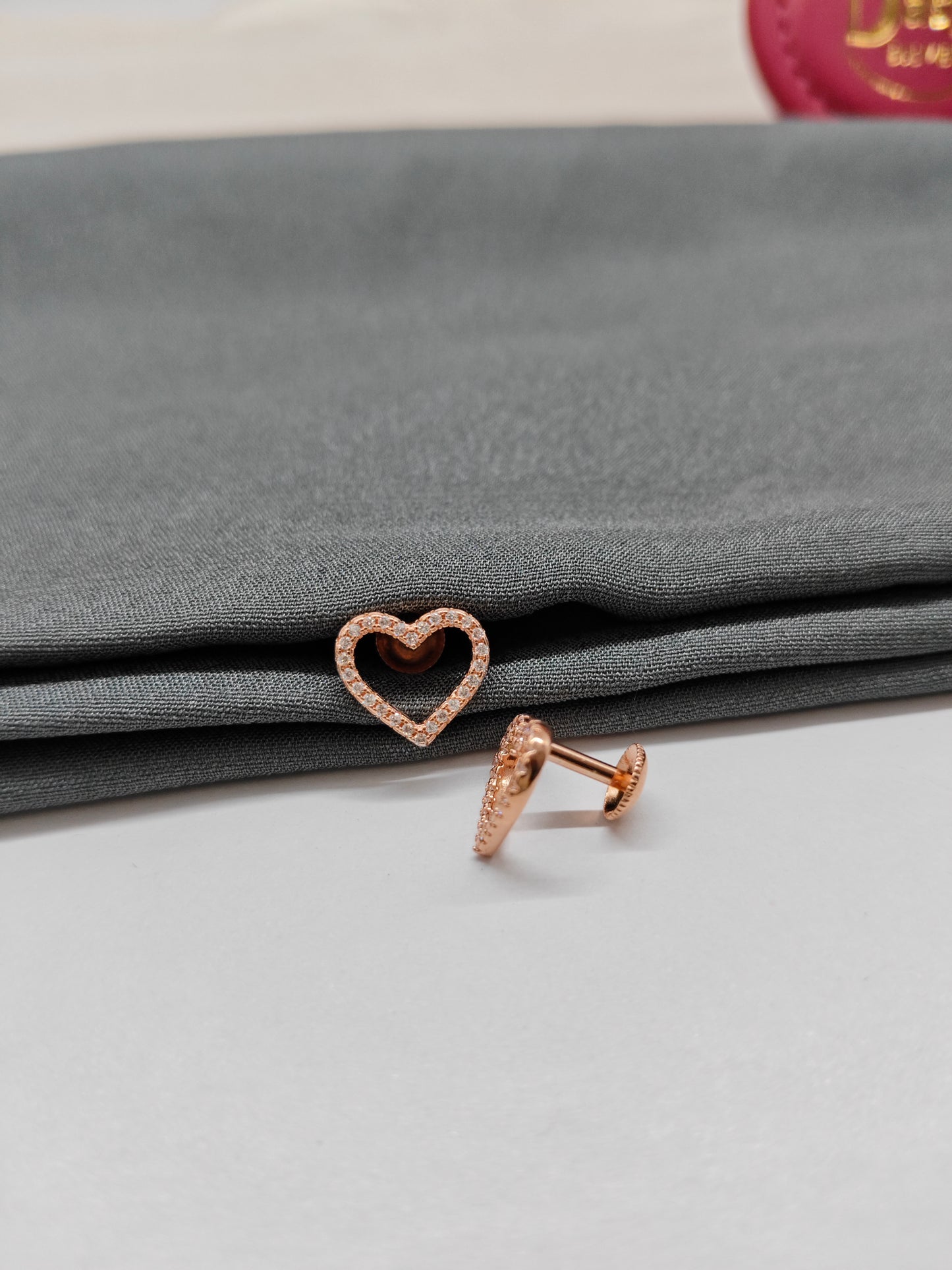 925 Silver Rose Gold Heart Design Earrings