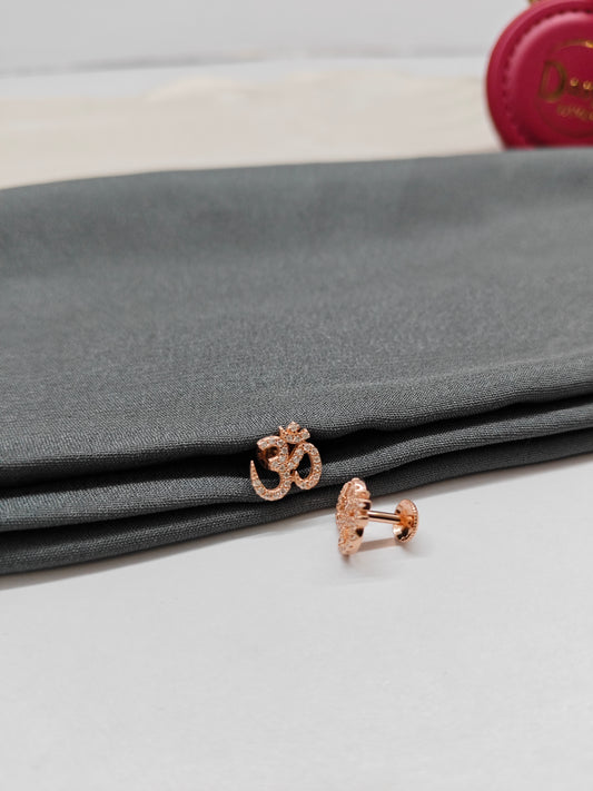 925 Silver Rose Gold Om Design Earrings