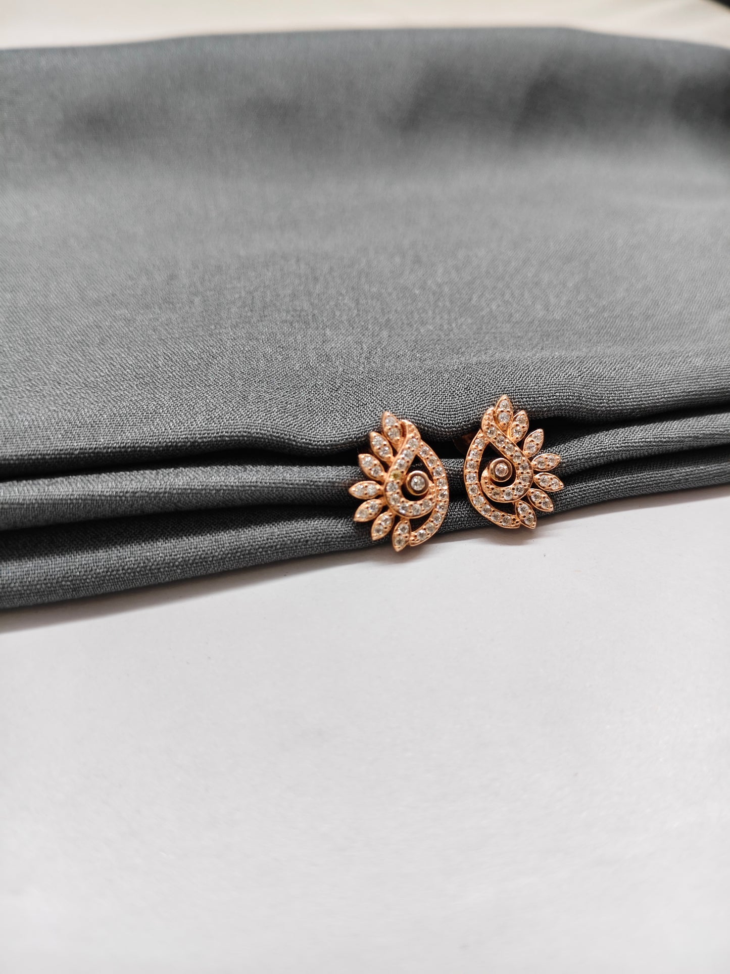 925 Silver Rose Gold Peacock Design Earrings