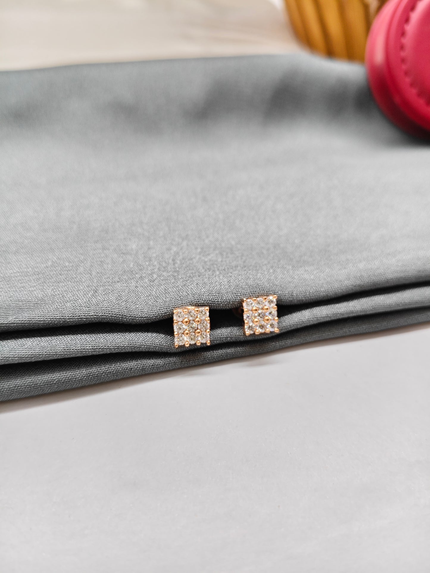 925 Silver Rose Gold Small 9 Stone Earrings