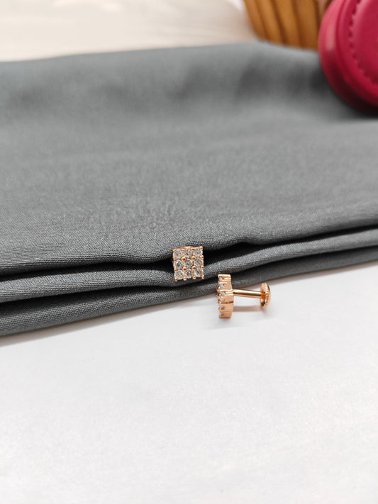 925 Silver Rose Gold Small 9 Stone Earrings
