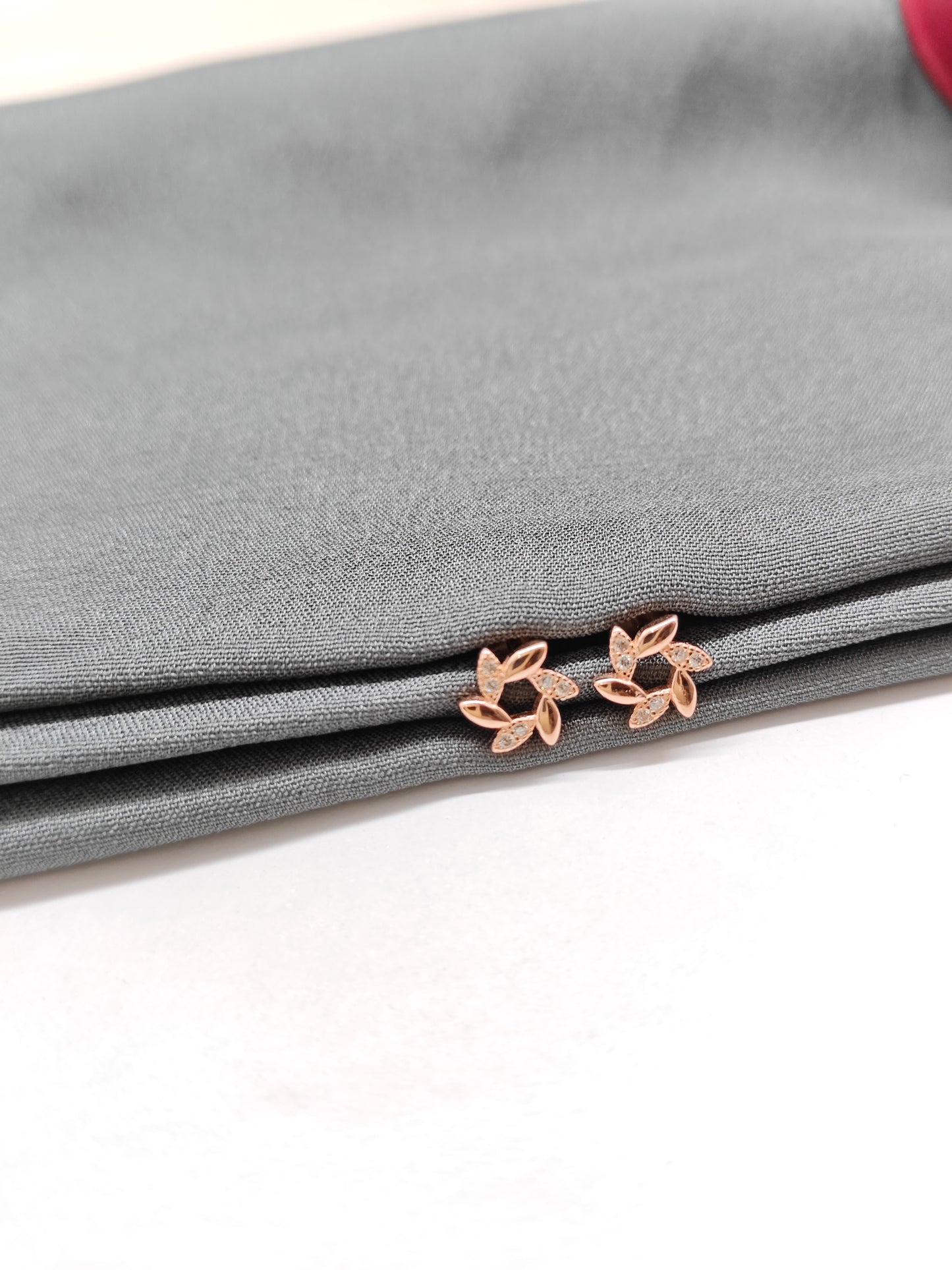 925 Silver Rose Gold Small Chakra White Stone Earrings
