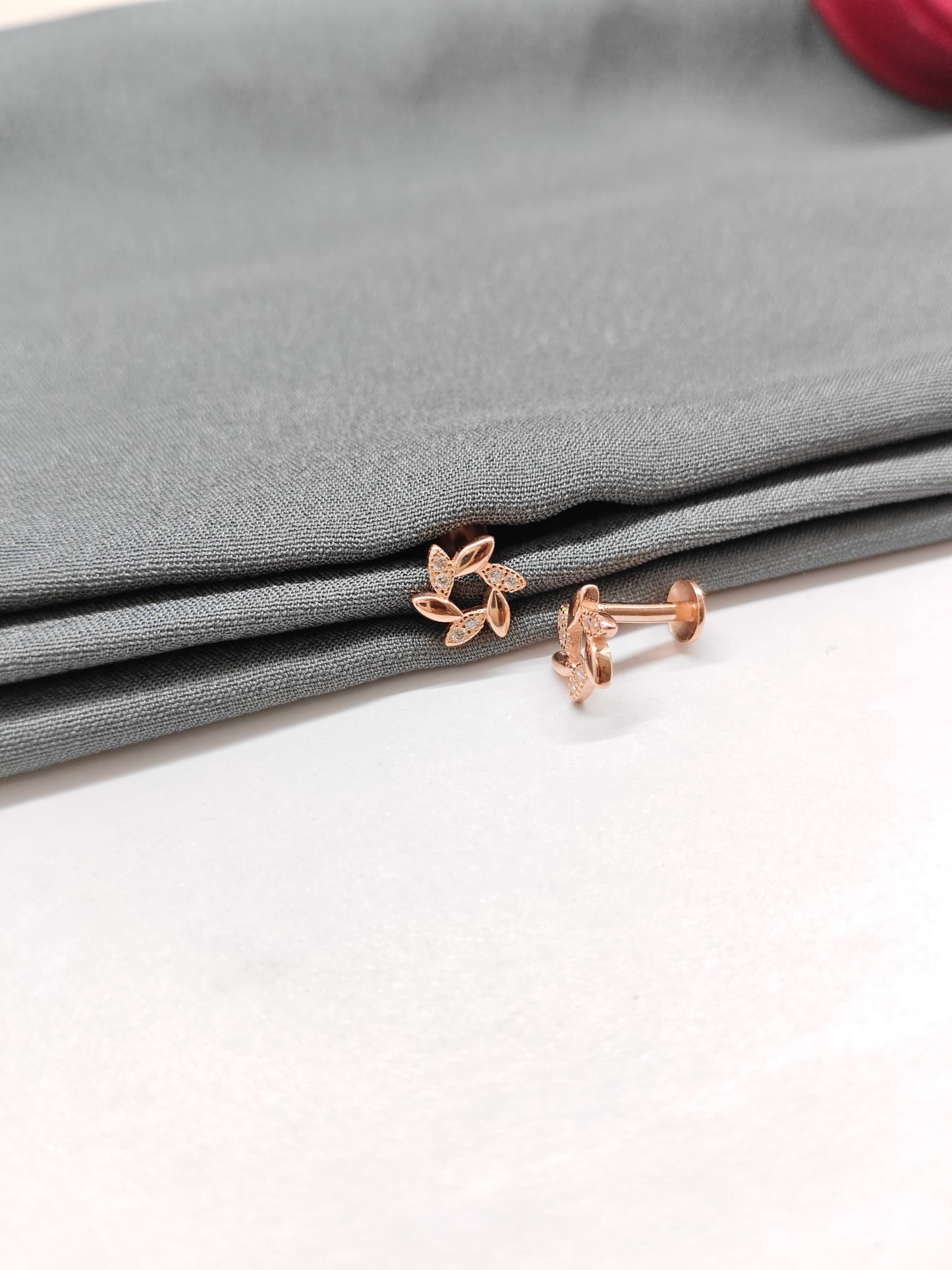 925 Silver Rose Gold Small Chakra White Stone Earrings