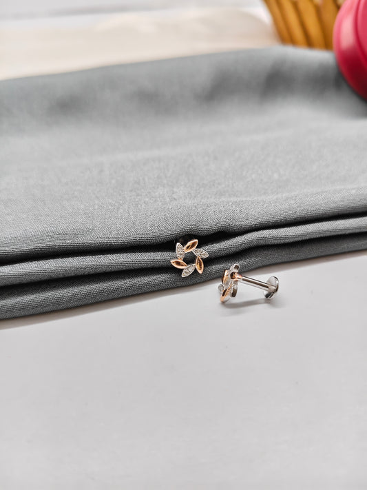 925 Silver Small Two Tone Rose Chakra Design Earrings