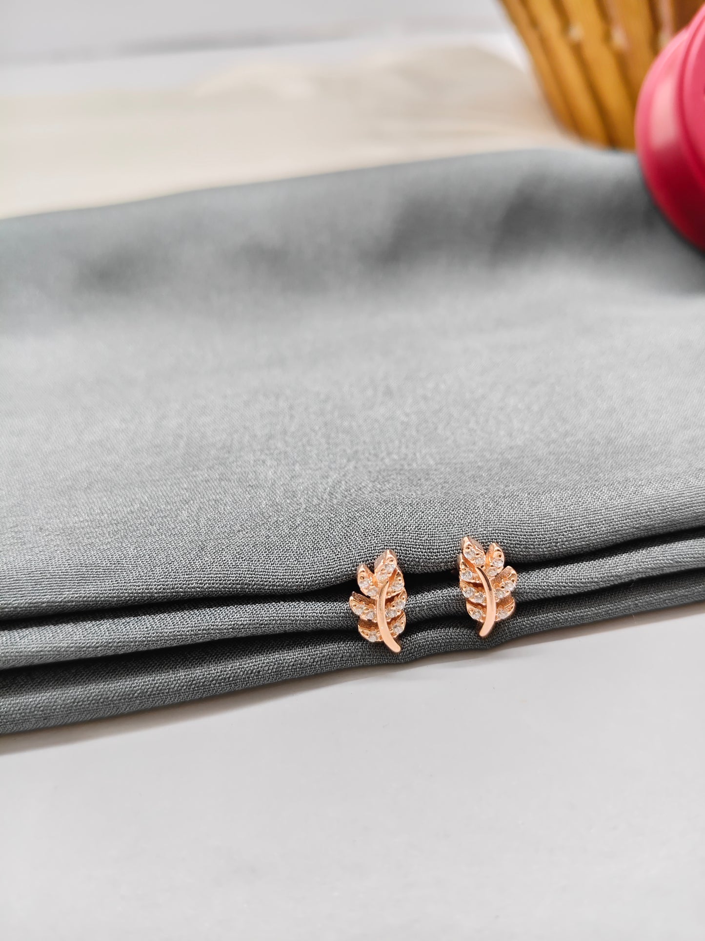925 Silver Rose Gold Leaf Earrings