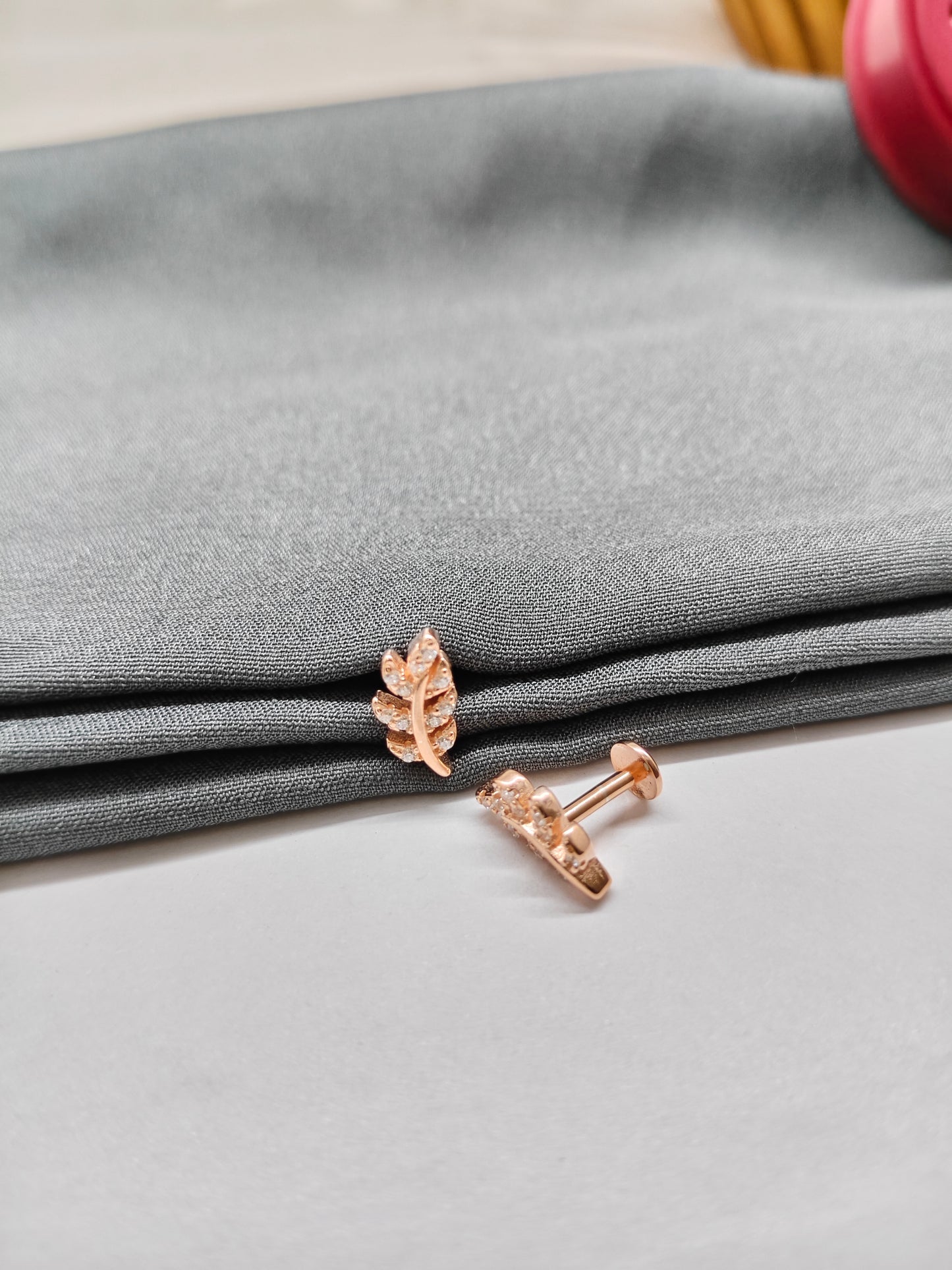 925 Silver Rose Gold Leaf Earrings