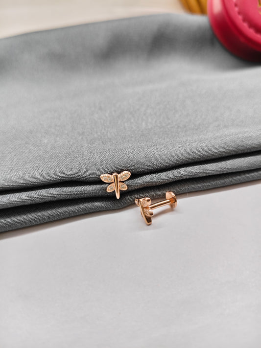 925 Silver Rose Gold Small Butterfly Earrings