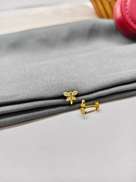 925 Silver Gold Colour Small Butterfly Earrings