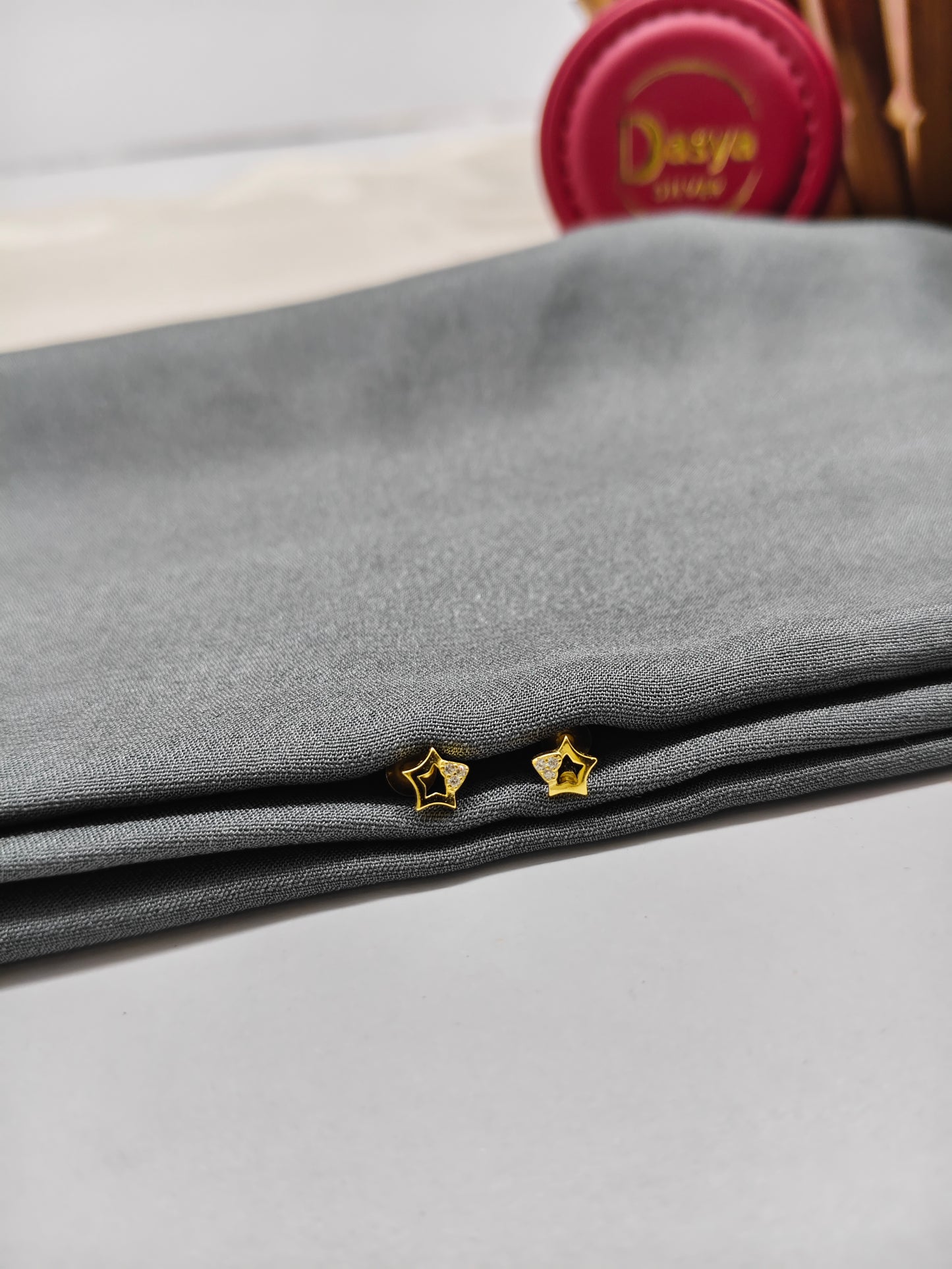 925 Silver Gold Colour Small Star Design Earrings