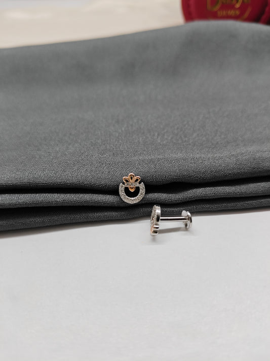 925 Silver Small Two Tone Rose Gold Crown Design Earrings