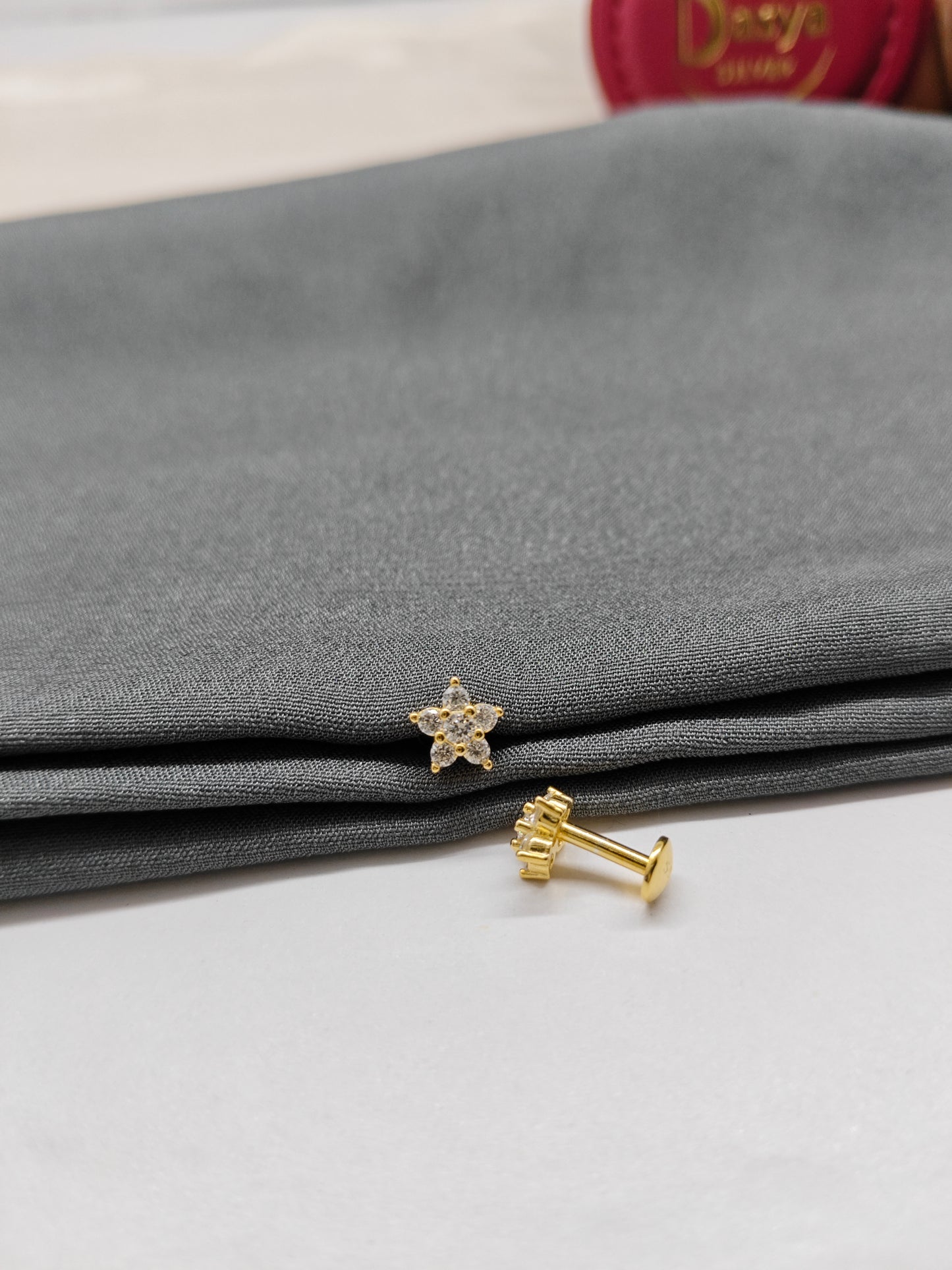 925 Silver Gold Colour Small Star Design Earrings