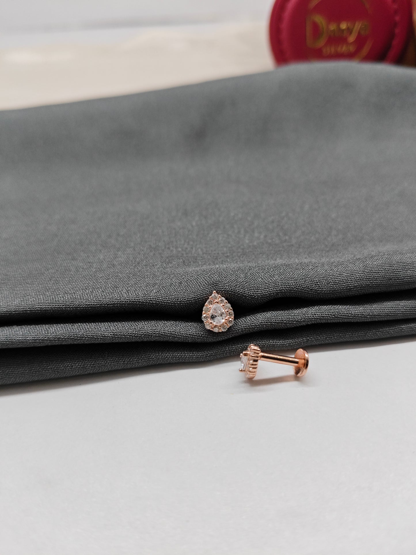 925 Silver Rose Gold Small Tilak Earrings