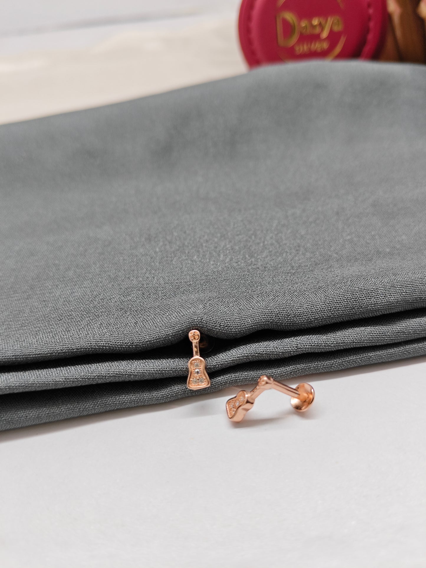 925 Silver Rose Gold Small Guitar Earrings